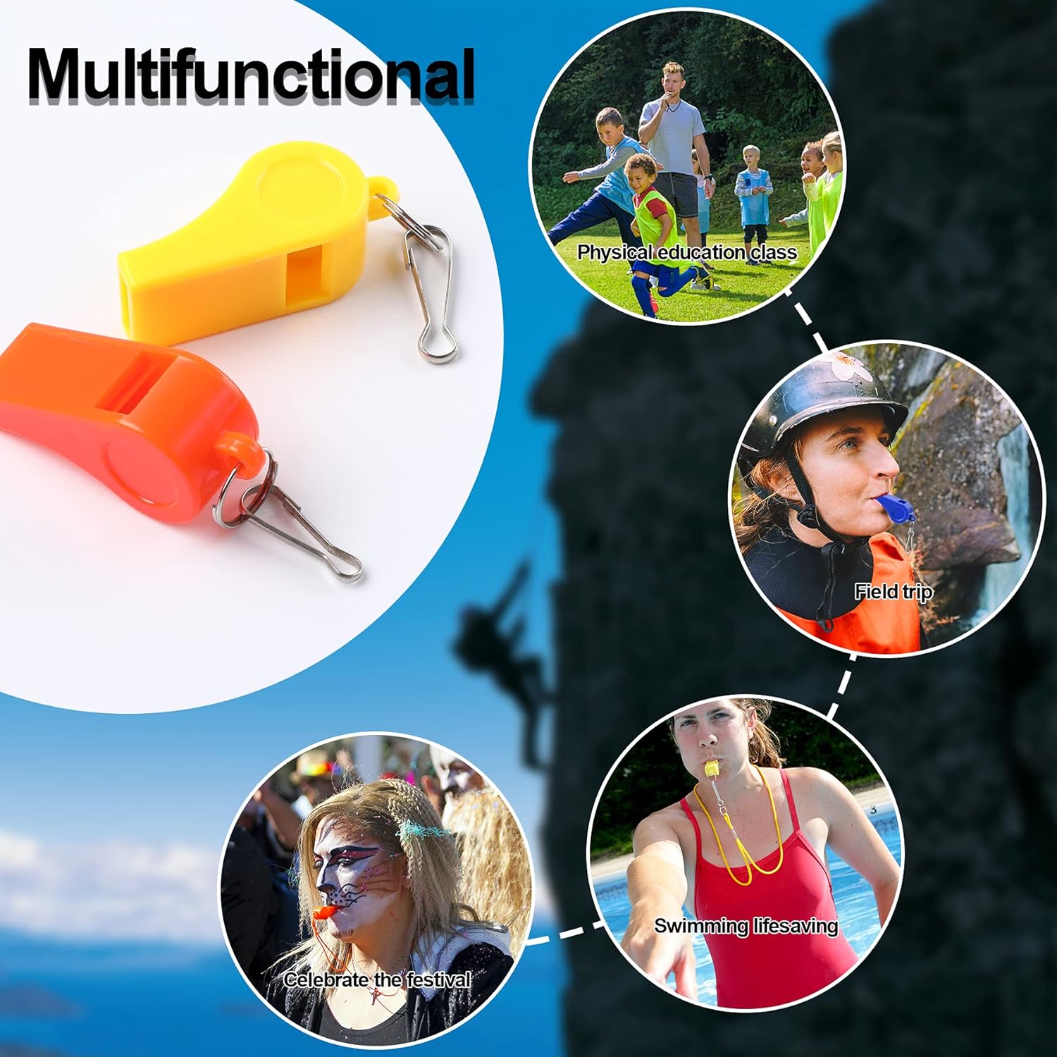 SANNIX 7 Pack Whistles, Coaches Whistles with Lanyard Sports Whistle Loud Crisp Sound Whistles for Referees Training Gyms Emergency - Image 7