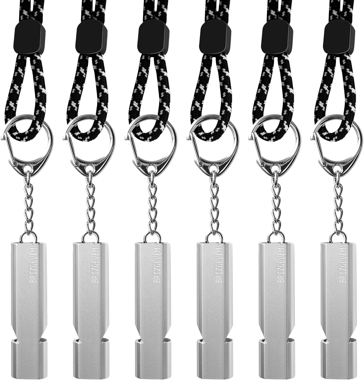 120dB Aluminum Emergency Survival Whistle with Lanyard & Keychain | upgraded model, lobster clasp, adjustable lanyard, waterproof & unbreakable, for hiking, camping, dog walking, emergency kits