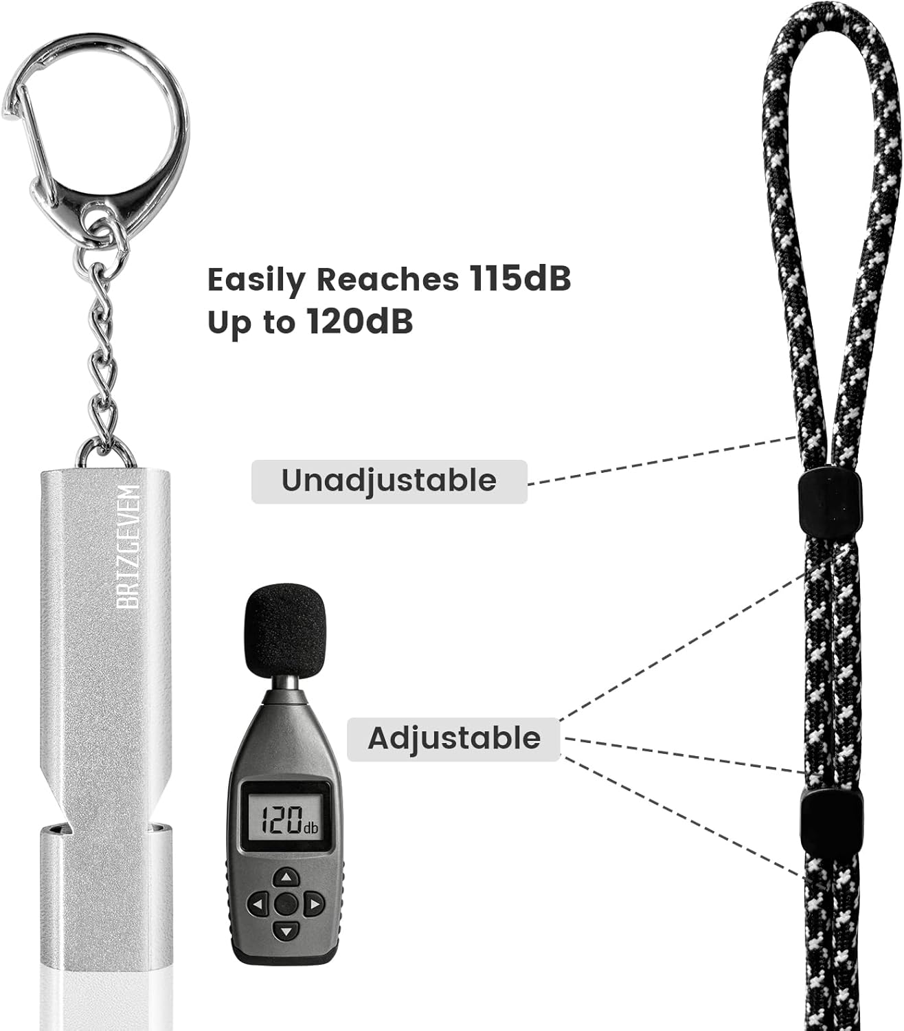 120dB Aluminum Emergency Survival Whistle with Lanyard & Keychain | upgraded model, lobster clasp, adjustable lanyard, waterproof & unbreakable, for hiking, camping, dog walking, emergency kits - Image 6