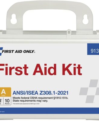 First Aid Only 91322 ANSI A 2021 and OSHA Compliant First Aid Kit, 10-Person Emergency First Aid Kit for Business, Home, Car, and Worksites, 76 Pieces